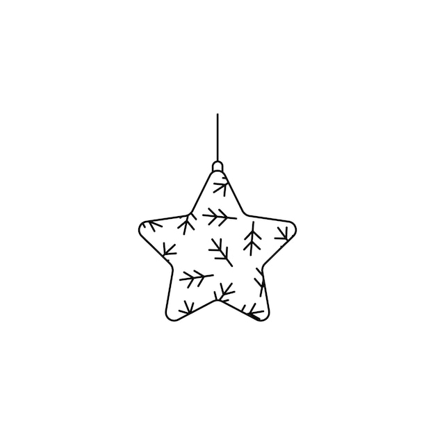 Vector kerstboom speelgoed lijntekeningen eenvoudig minimalistisch ontwerp zwart-wit