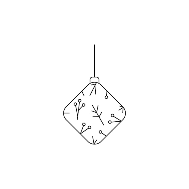 Kerstboom speelgoed lijntekeningen eenvoudig minimalistisch ontwerp zwart-wit