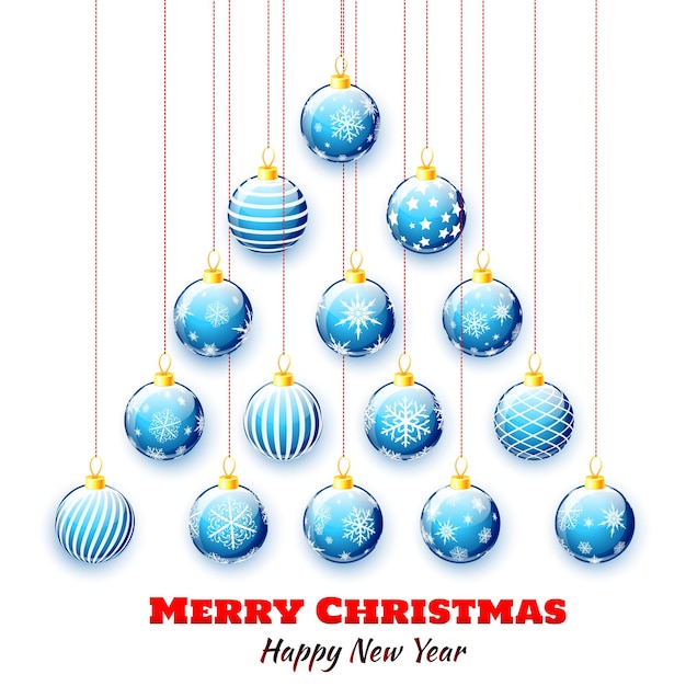 Kerstboom van blauwe kerstballen achtergrond Vector illustratie
