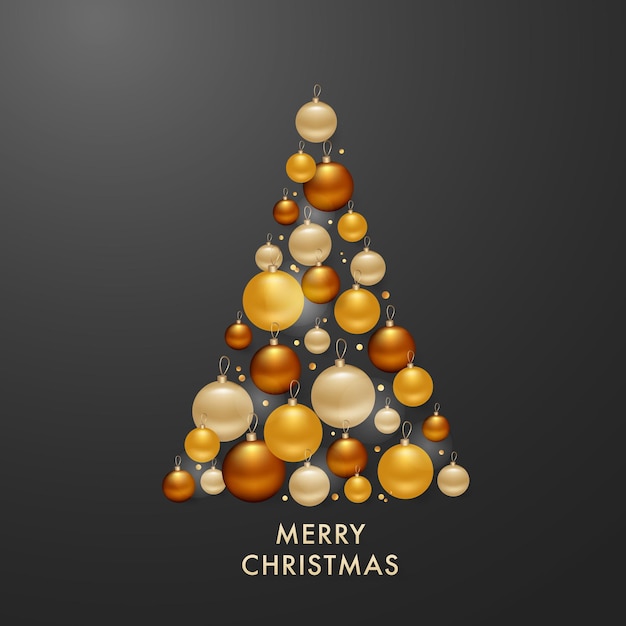 Kerstboom van Golden Balls-achtergrond voor uw wenskaart, flyers, uitnodiging, brochure, posters, banners, kalender