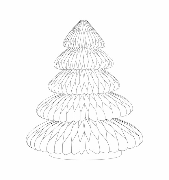 Kerstboom van papier Tekening illustratie vector Origami elementen