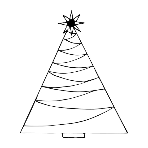 Vector kerstboom vector clipart. handgetekende schattig doodle spar, kerstmis illustratie.