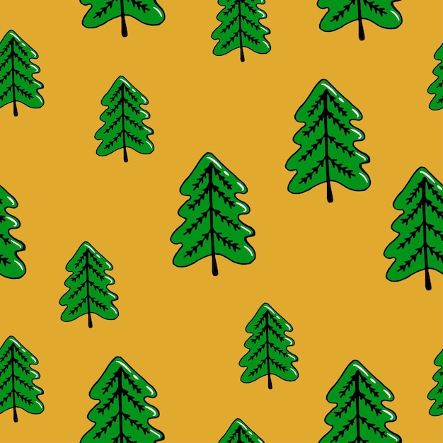 Kerstboom vector naadloze patroon Firtree achtergrond Nieuwjaar kleurrijke texture