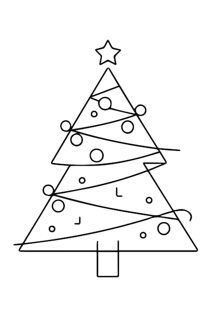 Kerstboom Vectorbeelden Grafisch ontwerp Vectorillustratie Continuous Line Drawing