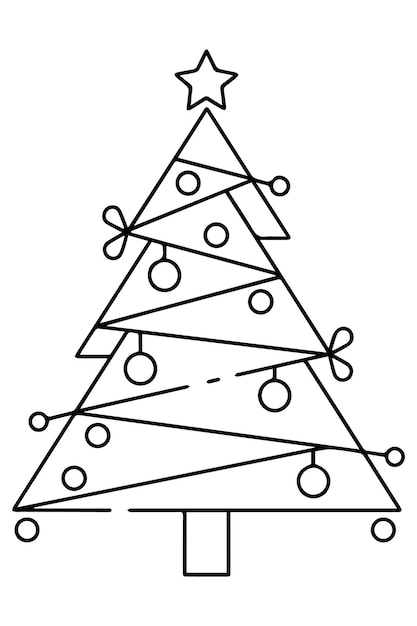 Kerstboom Vectorbeelden Grafisch ontwerp Vectorillustratie Continuous Line Drawing