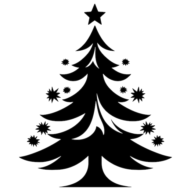 Kerstboom zwarte en witte symbolen
