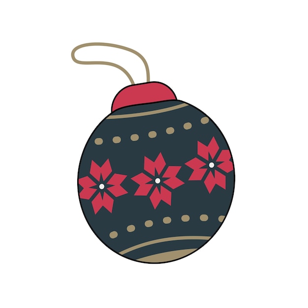 Kerstboombal voor decoratie met ornament vector vlakke afbeelding