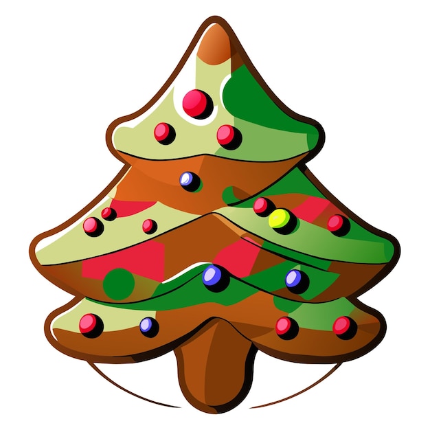 Kerstboomconcept in plat ontwerp met de hand getekende platte stijlvolle cartoon sticker