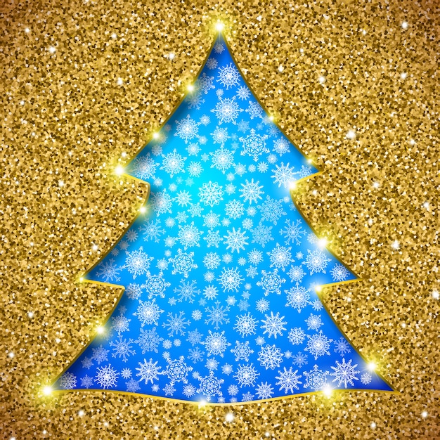 Kerstboomkaart met glitter