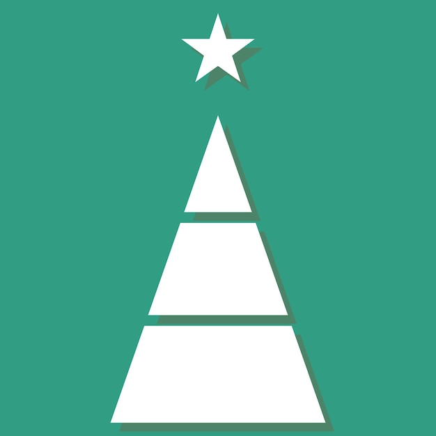 Vector kerstboompictogram met ster vector gelukkig nieuwjaar feestversieringen