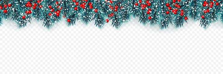 Vector kerstboomtakken met hulstbessen en xmas sneeuw