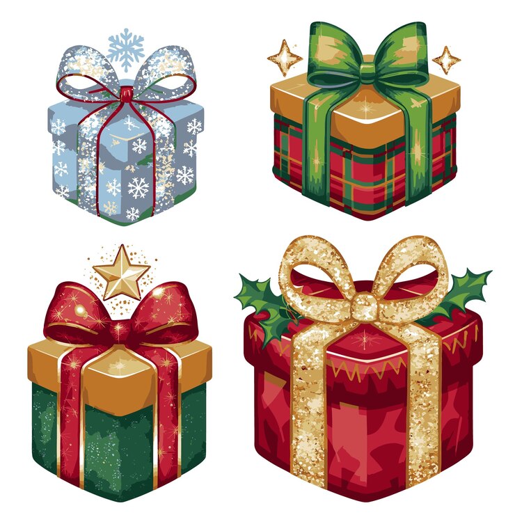 Vector kerstcadeau doos icoontjes set