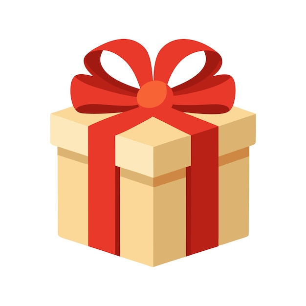 Kerstcadeau doos Vector Craft Papier verpakking met rood lint Minimalistisch en elegant feestelijk