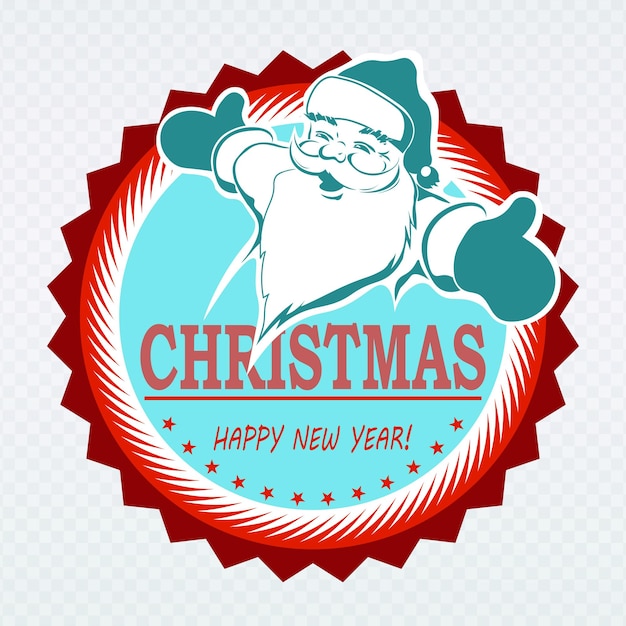 Kerstcompositie-element Rond bord met een silhouet van de kerstman in een turquoise tint