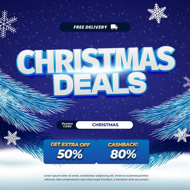 Kerstdag winkelen Verkoop korting aanbiedingen Bewerkbare tekst donkerblauwe gradiënt sneeuw banner