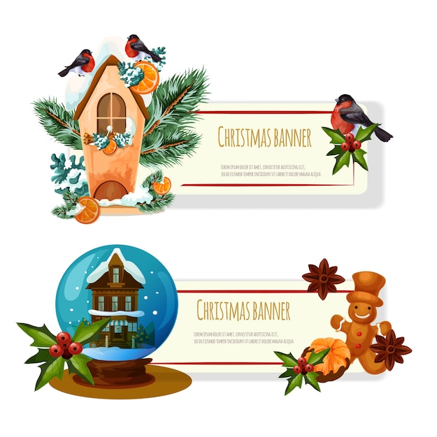 Kerstdecoratie kaarten en banners geïsoleerd