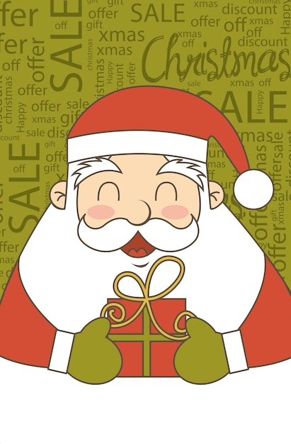 Kerstdecoratie kerstman vintage stijl vectorillustratie