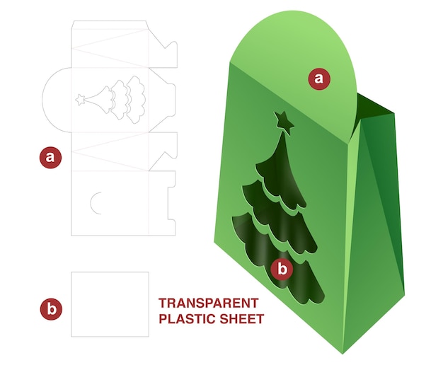 Kerstdoos gestanst sjabloon en 3D-mockup