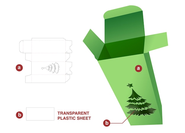 Kerstdoos gestanst sjabloon en 3d-mockup