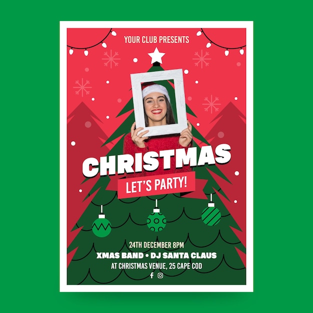 Kerstfeest poster sjabloon met foto