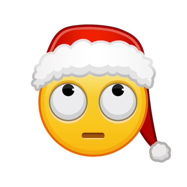 Kerstgezicht met rollende ogen Grote gele emoji-glimlach