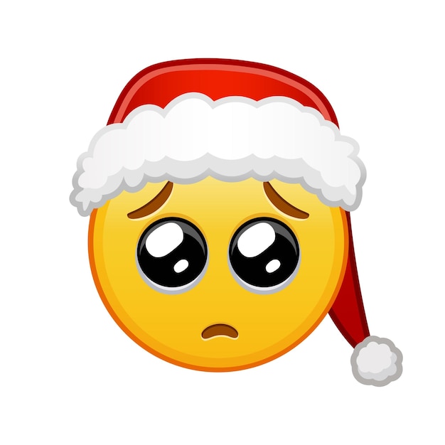 Kerstgezicht met smekende ogen Grote gele emoji-glimlach