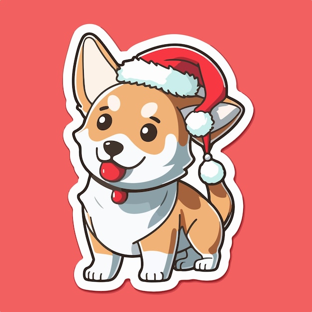 Kersthond cartoon sticker xmas puppy stickers met ornament Wintervakantie