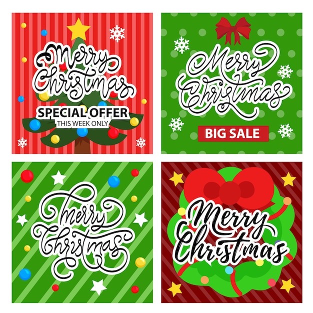 Kerstkaart en verkoop banner set