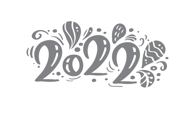 Vector kerstkaart gelukkig nieuwjaar 2022 jaar logo kalligrafie tekst vector belettering illustratie geïsoleerd op een witte achtergrond.