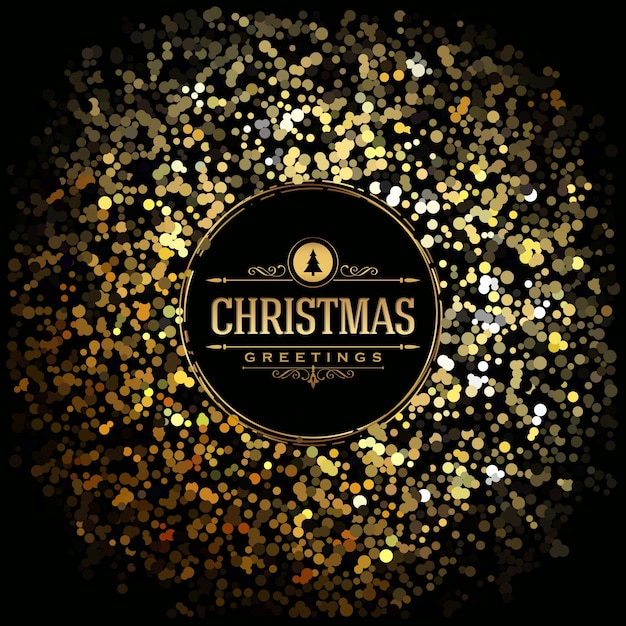 Vector kerstkaart - gouden glitter op donkere achtergrond - elegante klassieke typografie