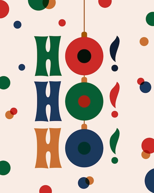 Vector kerstkaart ho ho ho vintage stijl