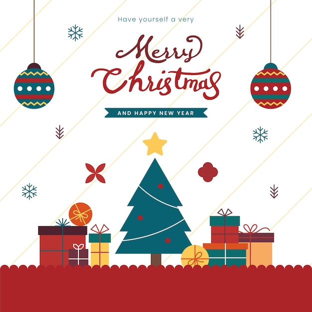 Kerstkaart met abstract minimalistisch geometrisch ontwerp