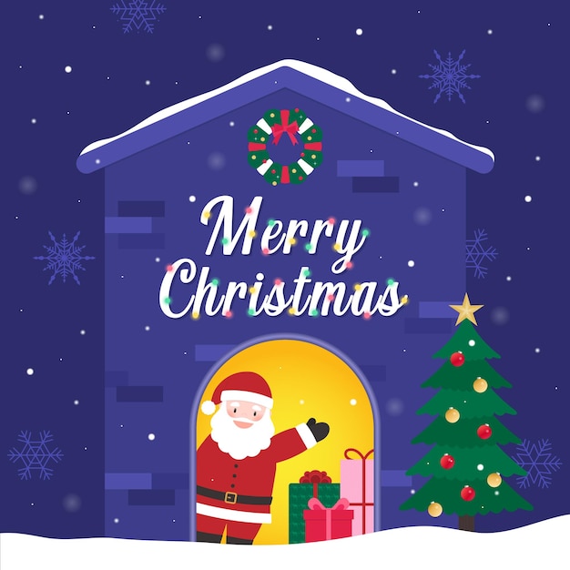 Kerstkaart met de kerstman