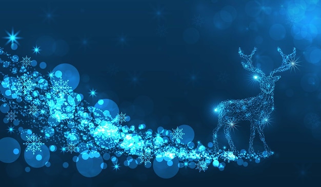 Kerstkaart met silhouet magic deer vector illustration