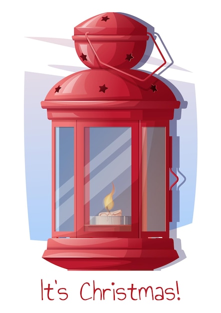 Kerstkaart sjabloon vakantie groetkaart met rood lantaarn ontwerp voor flyer poster banner