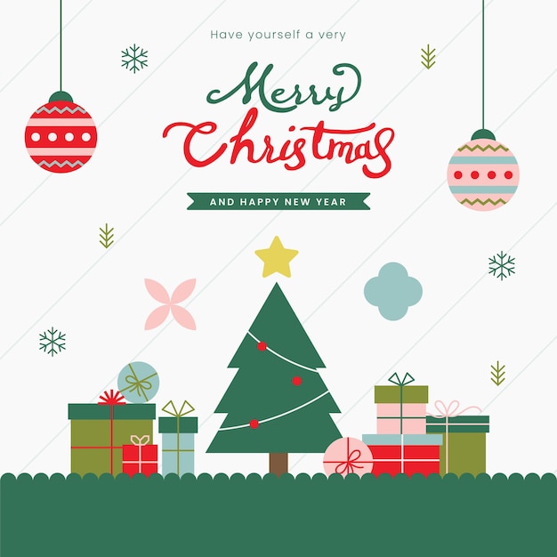 Kerstkaartje met abstract minimalistisch ontwerp