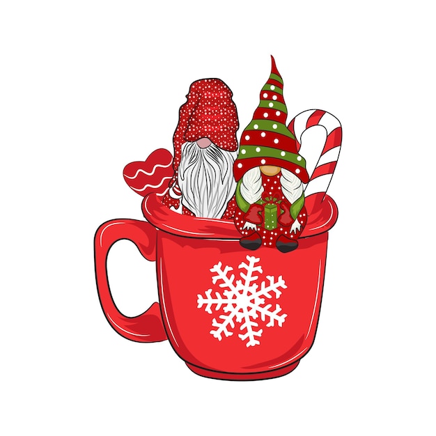 Kerstkabouter Koffiekop vector, Kerstdrank sublimatie