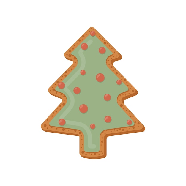 Kerstkoekjes met groene kers schattige kerstboom Vectorkerstillustratie