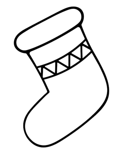 Kerstkous Sketch Doodle stijl Boot voor het verbergen van een geschenk Hang een sok over de open haard