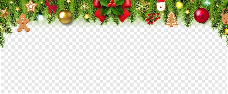 Vector kerstkrans en kerstrood en gouden bal transparante achtergrond