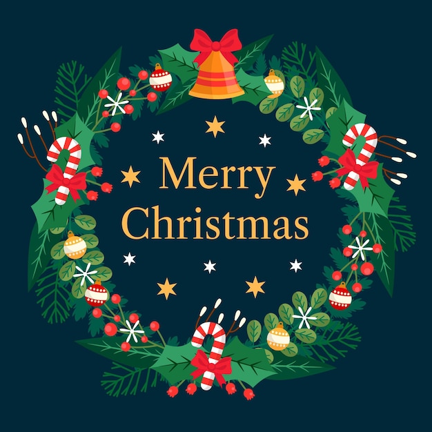 Kerstkrans in plat ontwerp