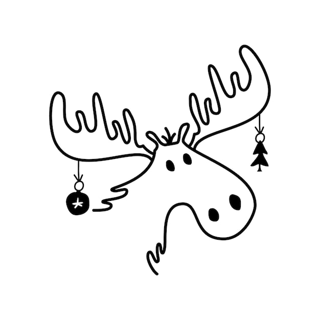 Kerstlijnpictogram uit de kerstkampeerserie Happy Holidays-symbool en elementen Voorraad wintervector Moose-symbool