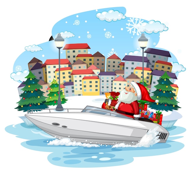 Kerstman brengt cadeautjes per speedboot