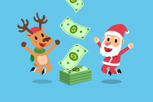 Kerstman en rendieren verdienen geld