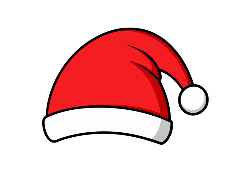 Vector kerstman hoed rode kleur cartoon stijl minimale vector ontwerp op witte achtergrond