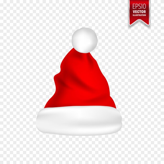 Kerstman hoeden met schaduw set nieuwjaar rode hoed geïsoleerd op doorzichtige achtergrond