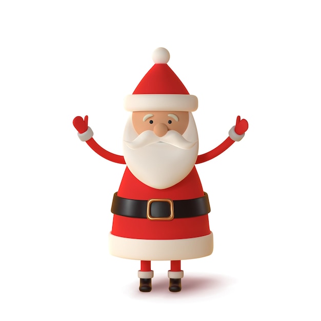 Kerstman in rode kleren realistische 3d karakter geïsoleerd op wit Voor kerstkaarten en banners Vectorillustratie