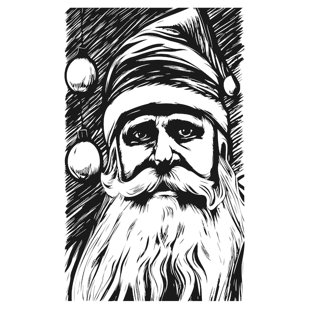 Kerstman kunst hand getrokken vector zwart-wit illustraties