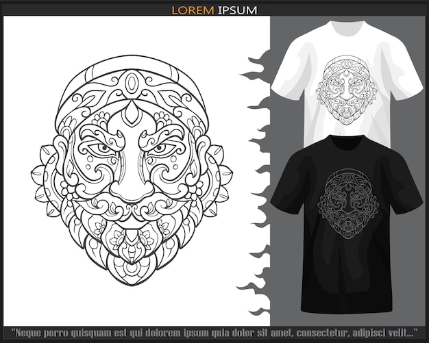 Kerstman mandala kunst geïsoleerd op zwart-wit t-shirt