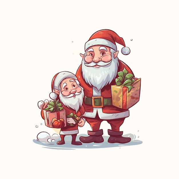 Kerstman met geschenken illustratie